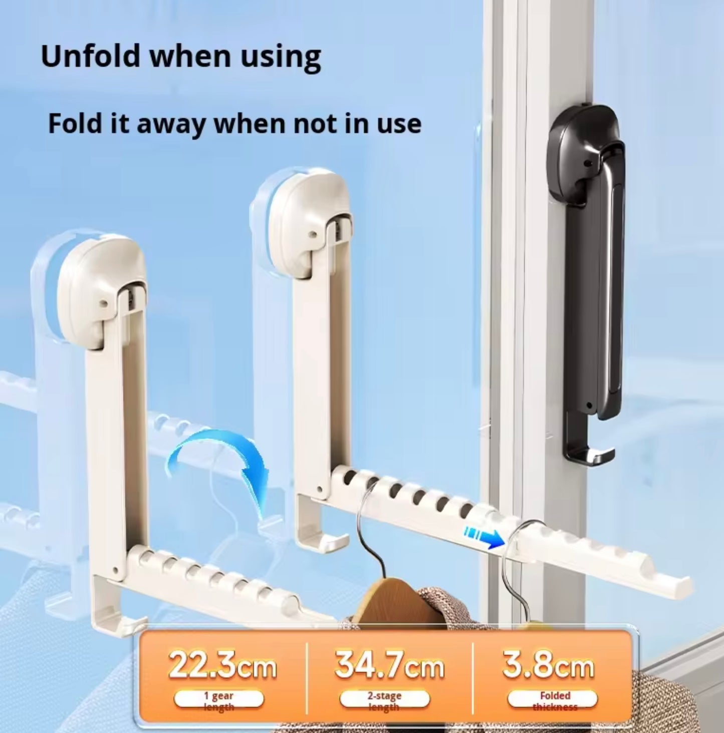 FOLDABLE TRAVEL CLOTHES DRYING RACK WITH SUCTION CAPS FOR EASY INSTALLATION