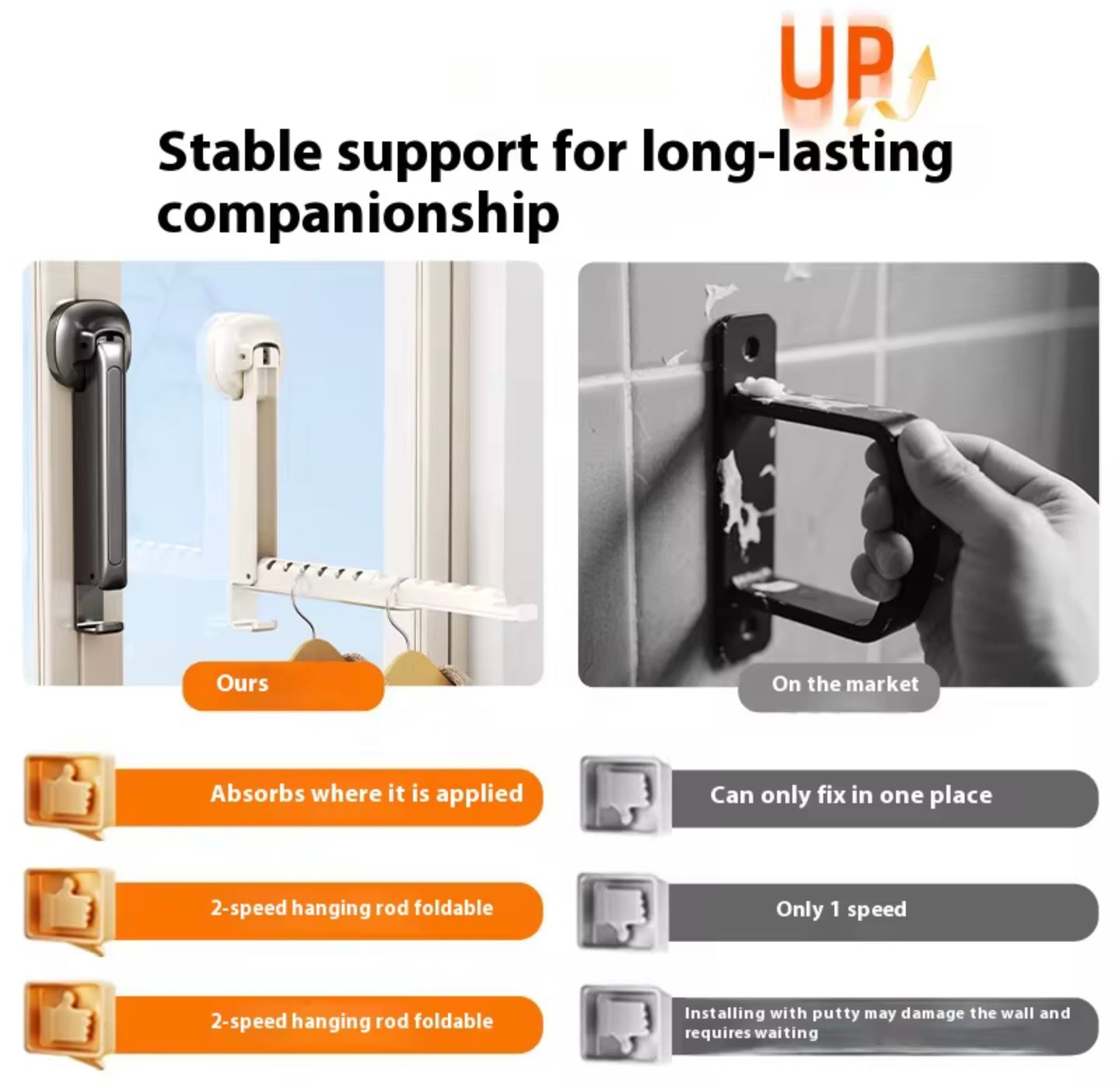FOLDABLE TRAVEL CLOTHES DRYING RACK WITH SUCTION CAPS FOR EASY INSTALLATION