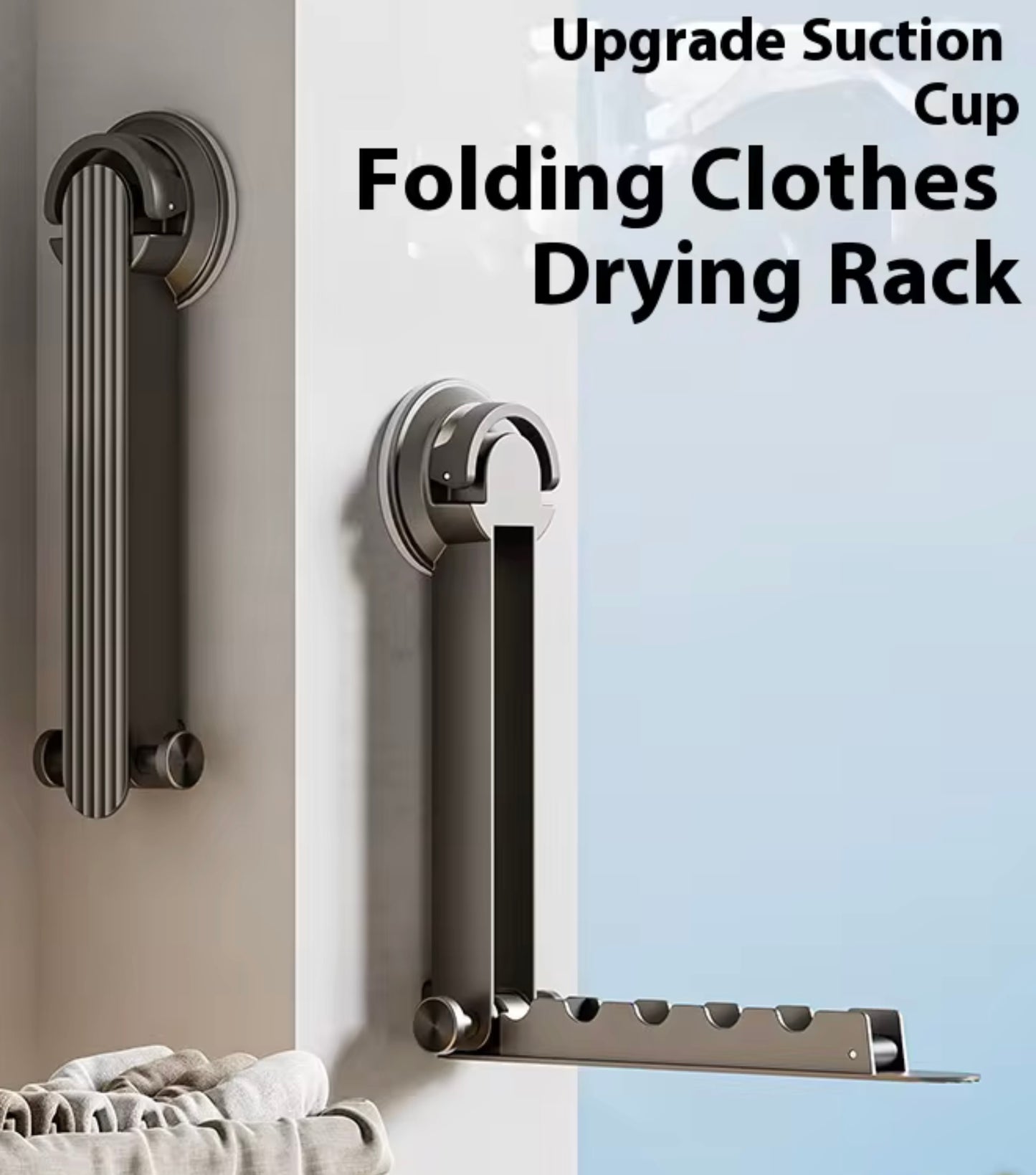 FOLDABLE TRAVEL CLOTHES DRYING RACK WITH SUCTION CAPS FOR EASY INSTALLATION