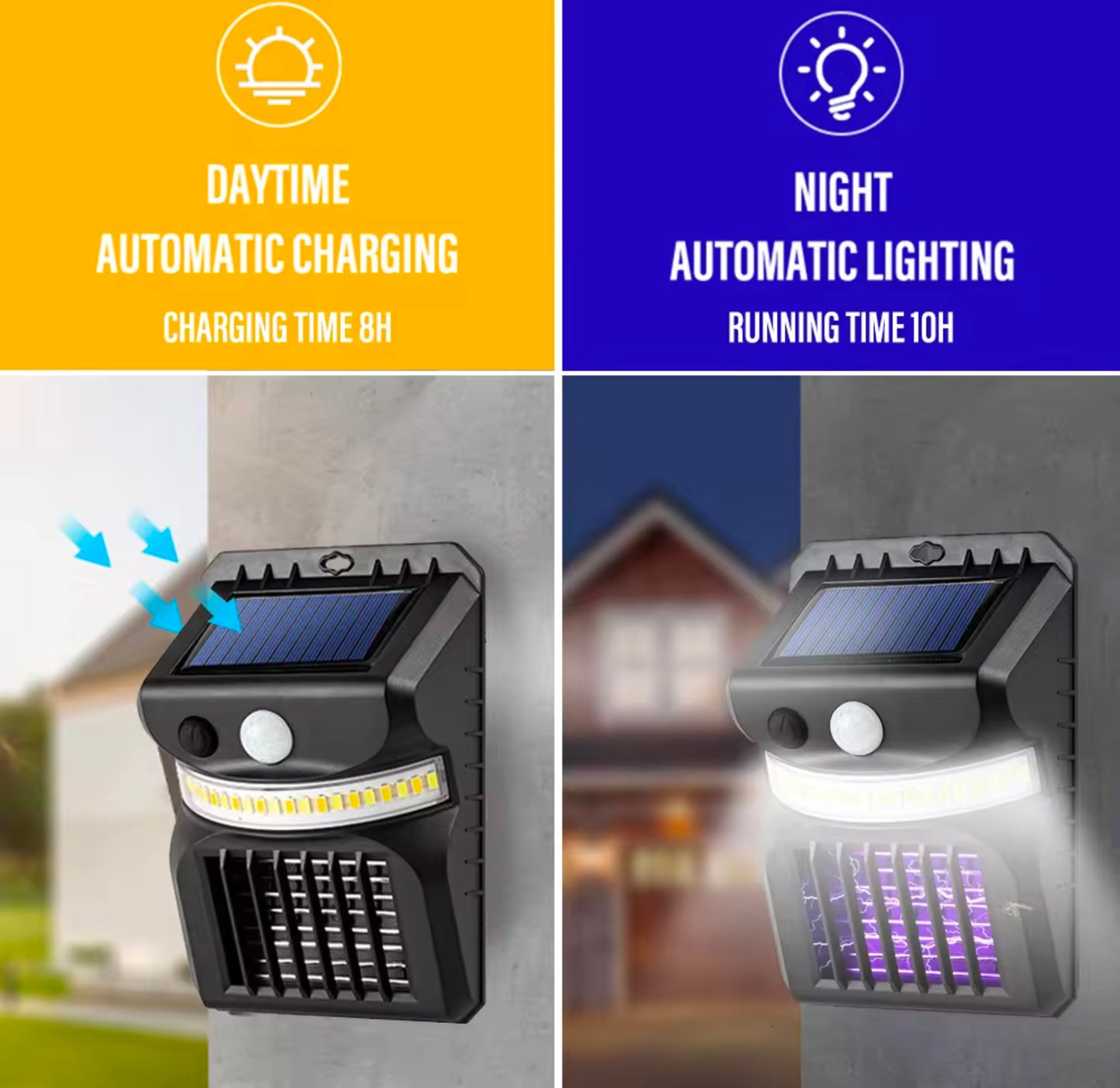 SOLAR POWERED CARAVAN/RV LIGHT/MOZZIE/ZAPPER ATTACHES TO AWNING STRAP PREVENTS ACCIDENTAL AWNING OPENING IN TRANSIT.