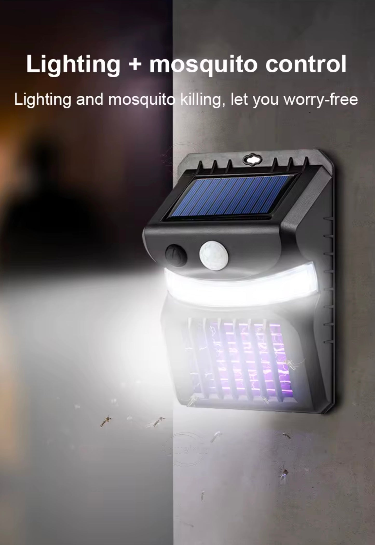 SOLAR POWERED CARAVAN/RV LIGHT/MOZZIE/ZAPPER ATTACHES TO AWNING STRAP PREVENTS ACCIDENTAL AWNING OPENING IN TRANSIT.