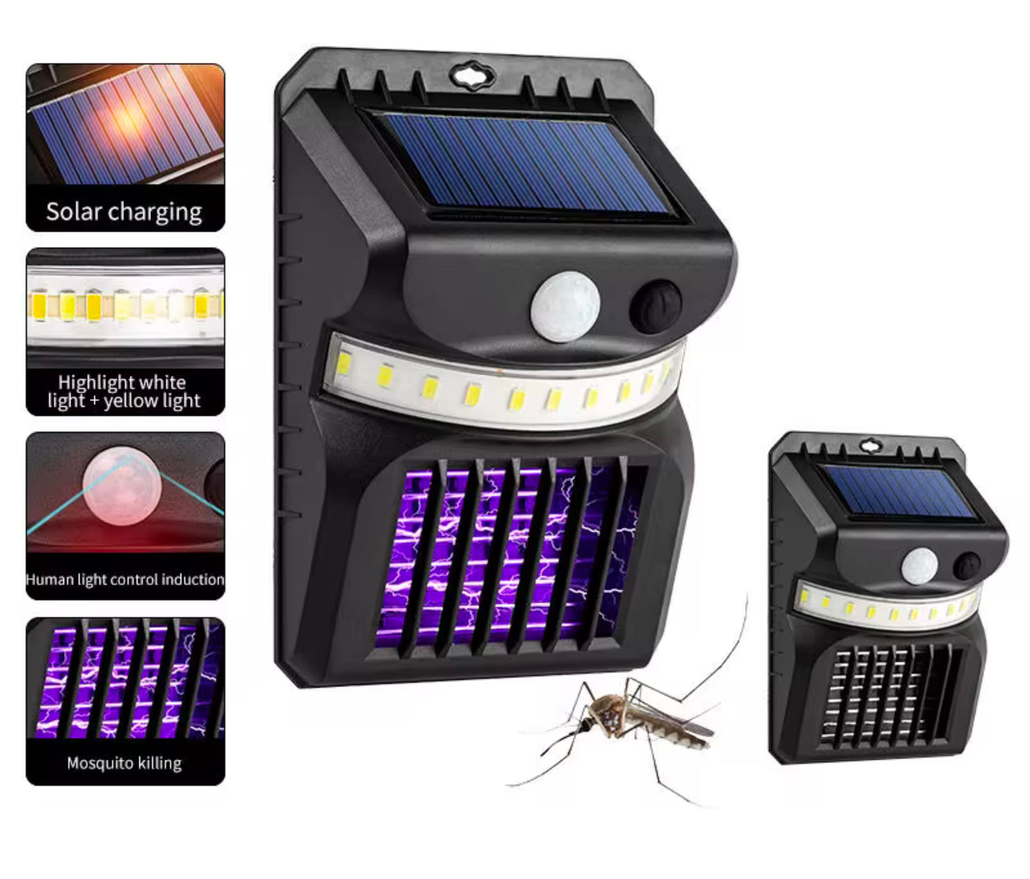 SOLAR POWERED CARAVAN/RV LIGHT/MOZZIE/ZAPPER ATTACHES TO AWNING STRAP PREVENTS ACCIDENTAL AWNING OPENING IN TRANSIT.