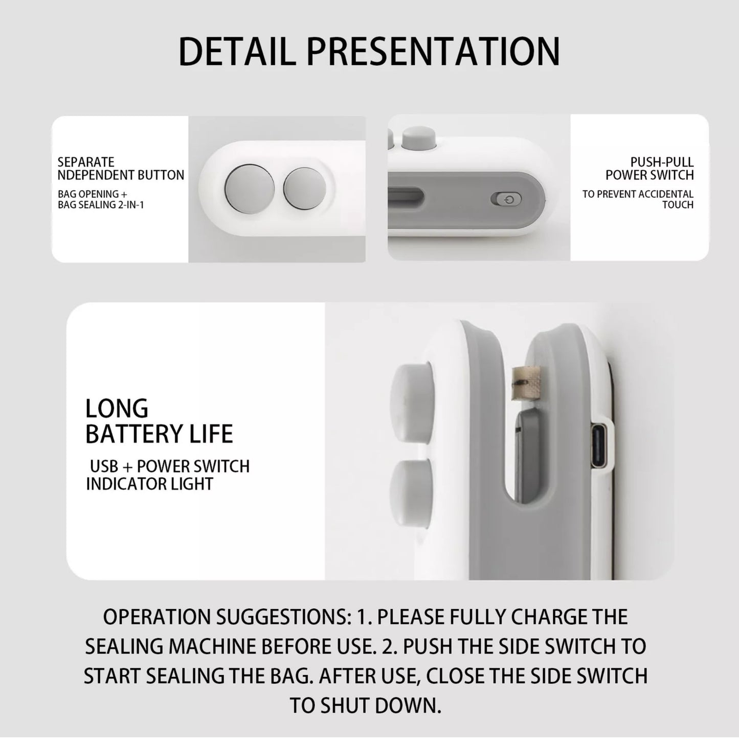 Rechargeable Hand Held Vacuum Sealing Machine