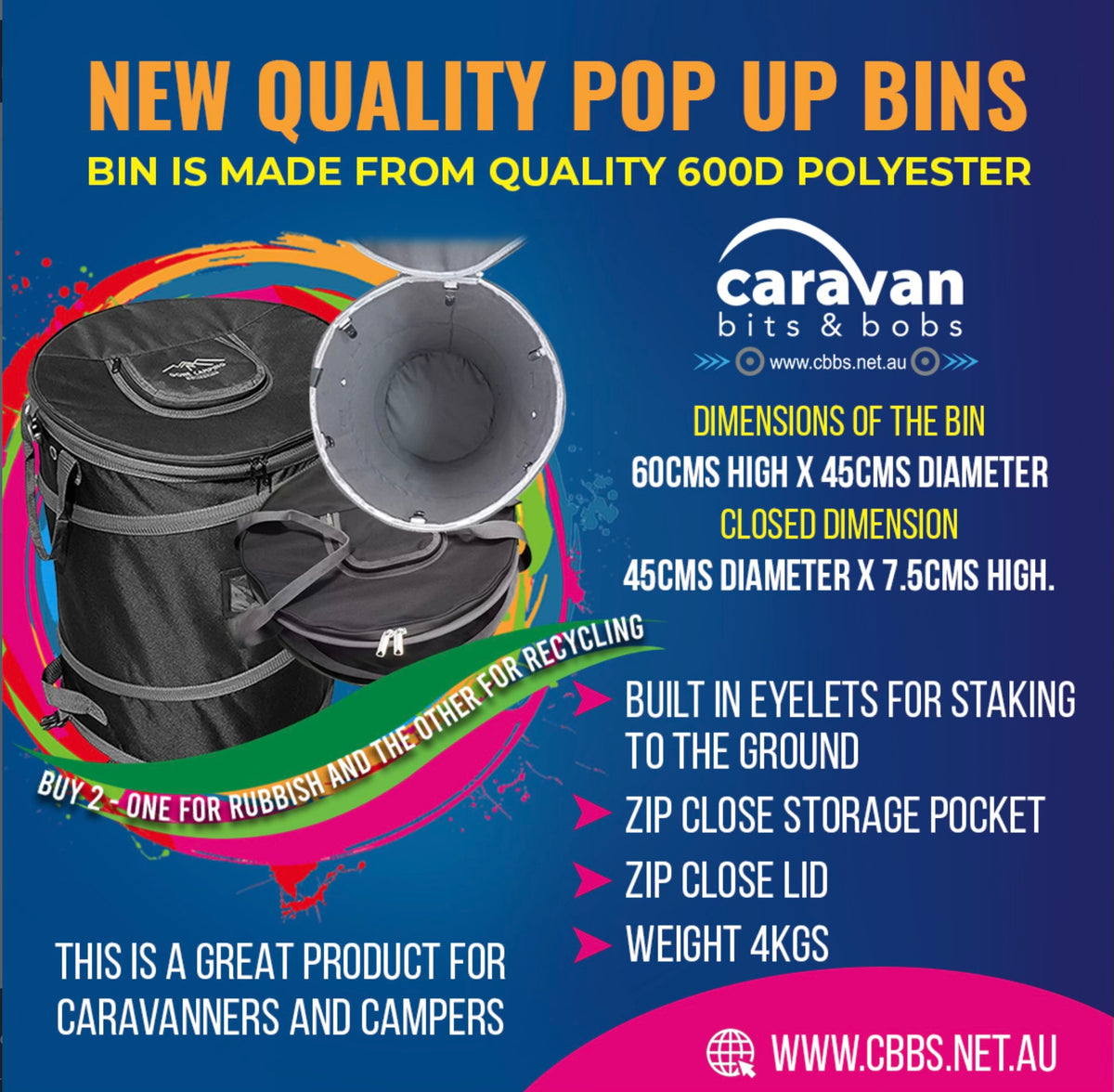 Pop up Rubbish Bins Caravan Bits & Bobs