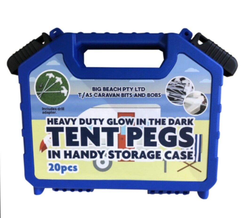 Glow in the dark Outdoor Camping Pegs in Handy Storage Case now with 20 pcs with Storage Bag
