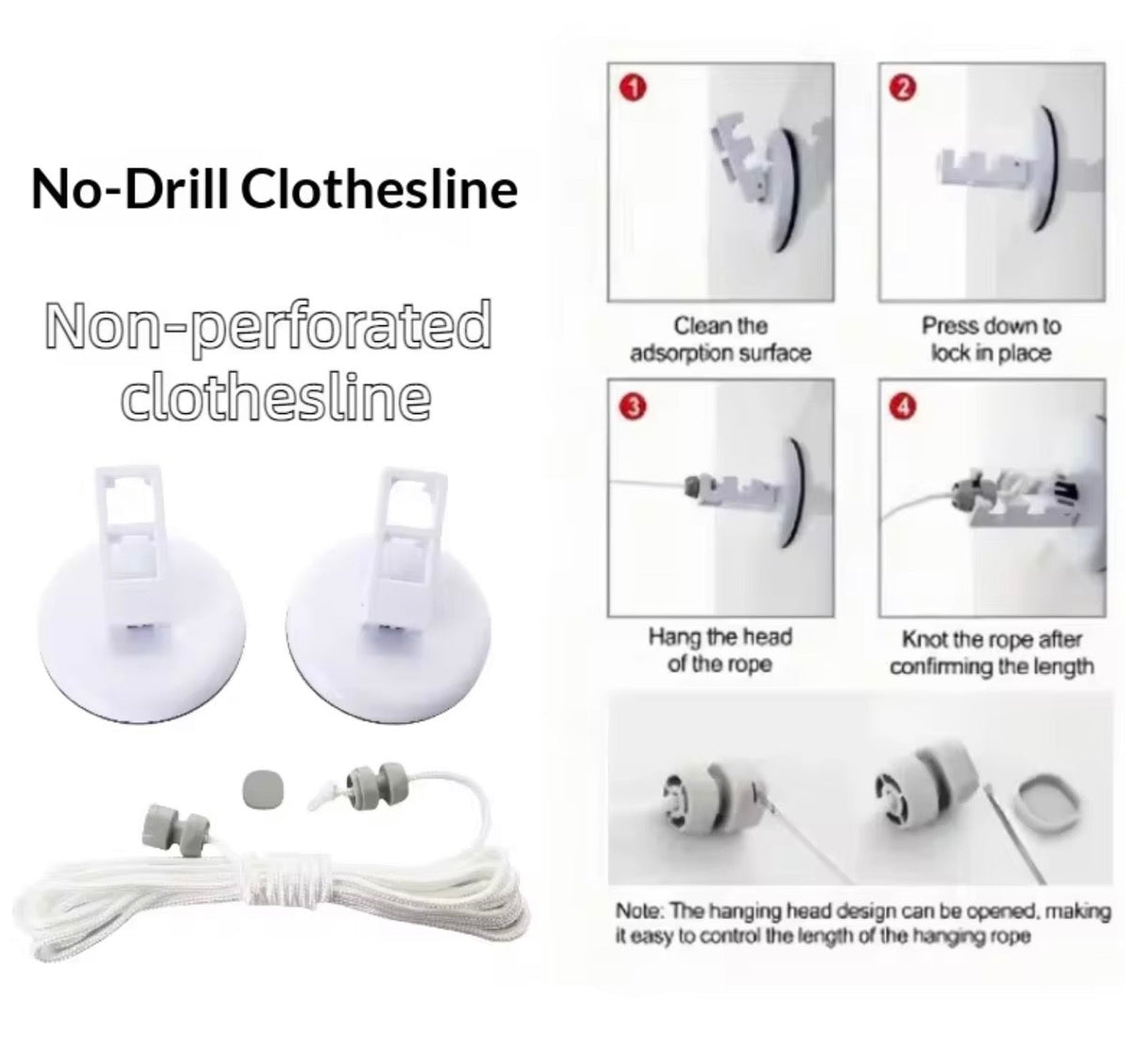 POWERFUL 5 METRE LONG SUCTION CLOTHESLINE