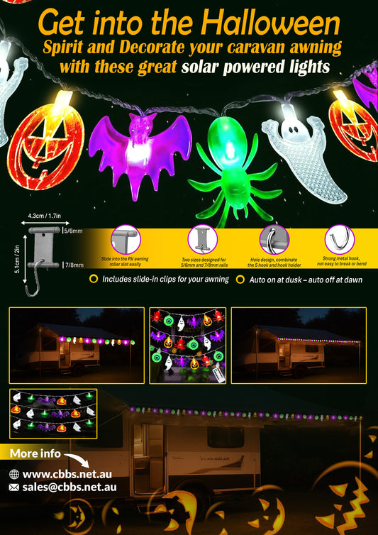 HALLOWEEN SOLAR POWERED LIGHTS FOR YOUR CARAVAN AWNING
