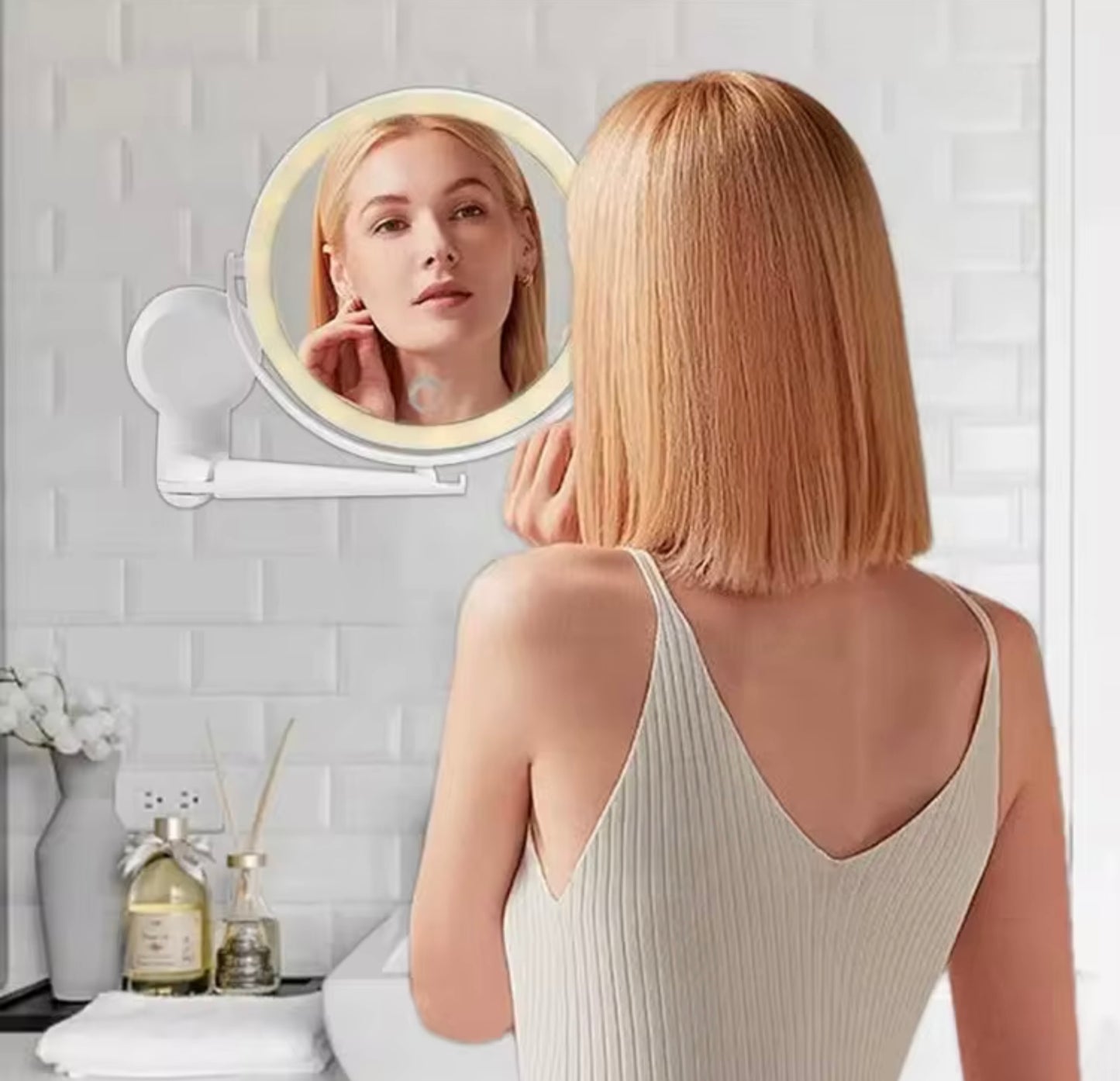 USB RECHARGEABLE MAKE UP MIRROR - STICK ON