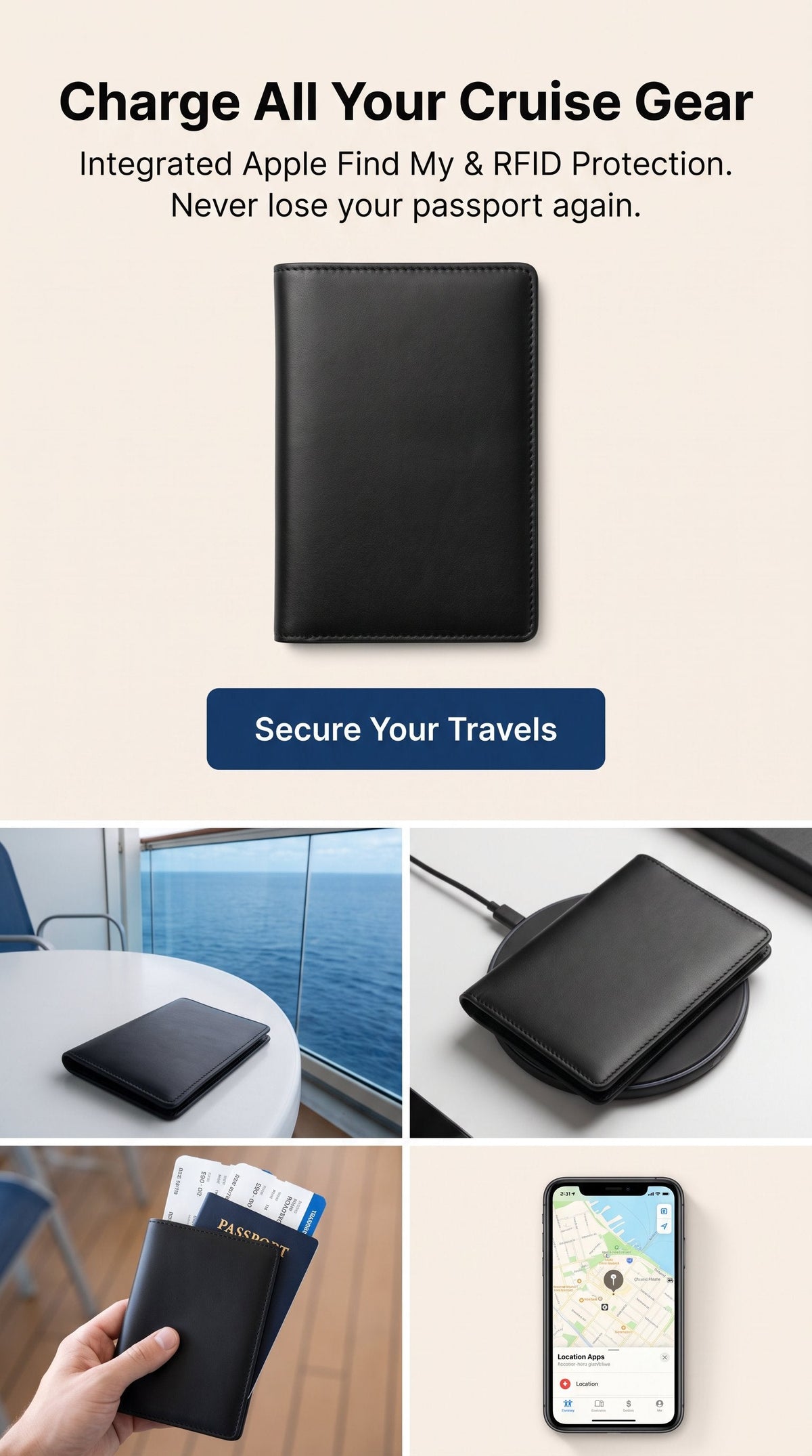 TRAVEL PASSPORT WALLET WITH BUILT IN TRACKER