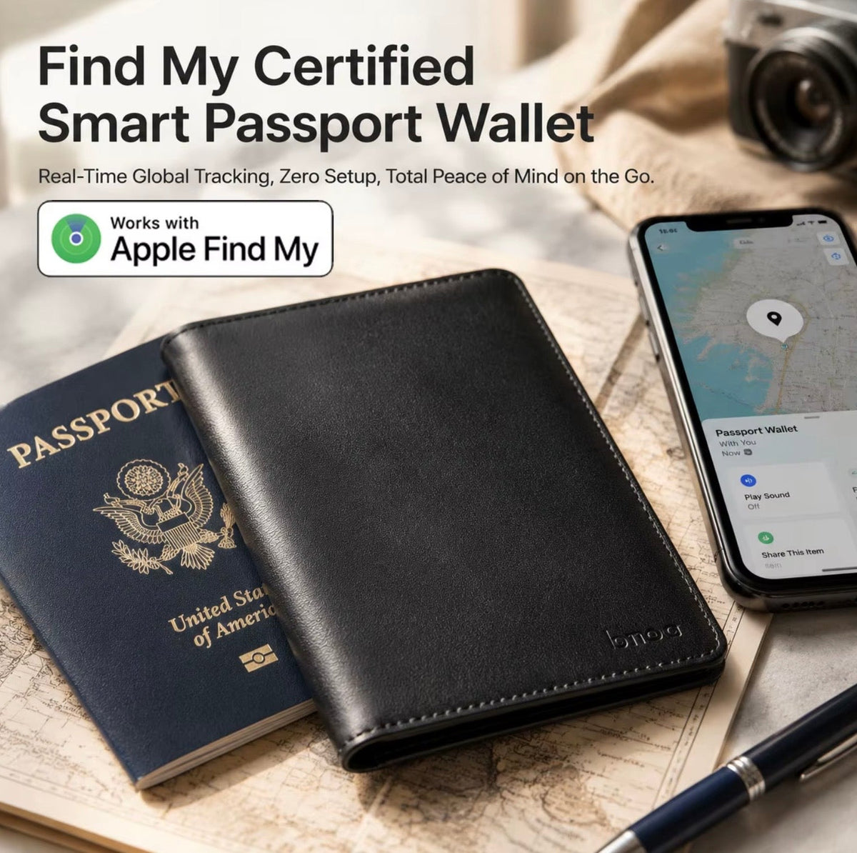 TRAVEL PASSPORT WALLET WITH BUILT IN TRACKER