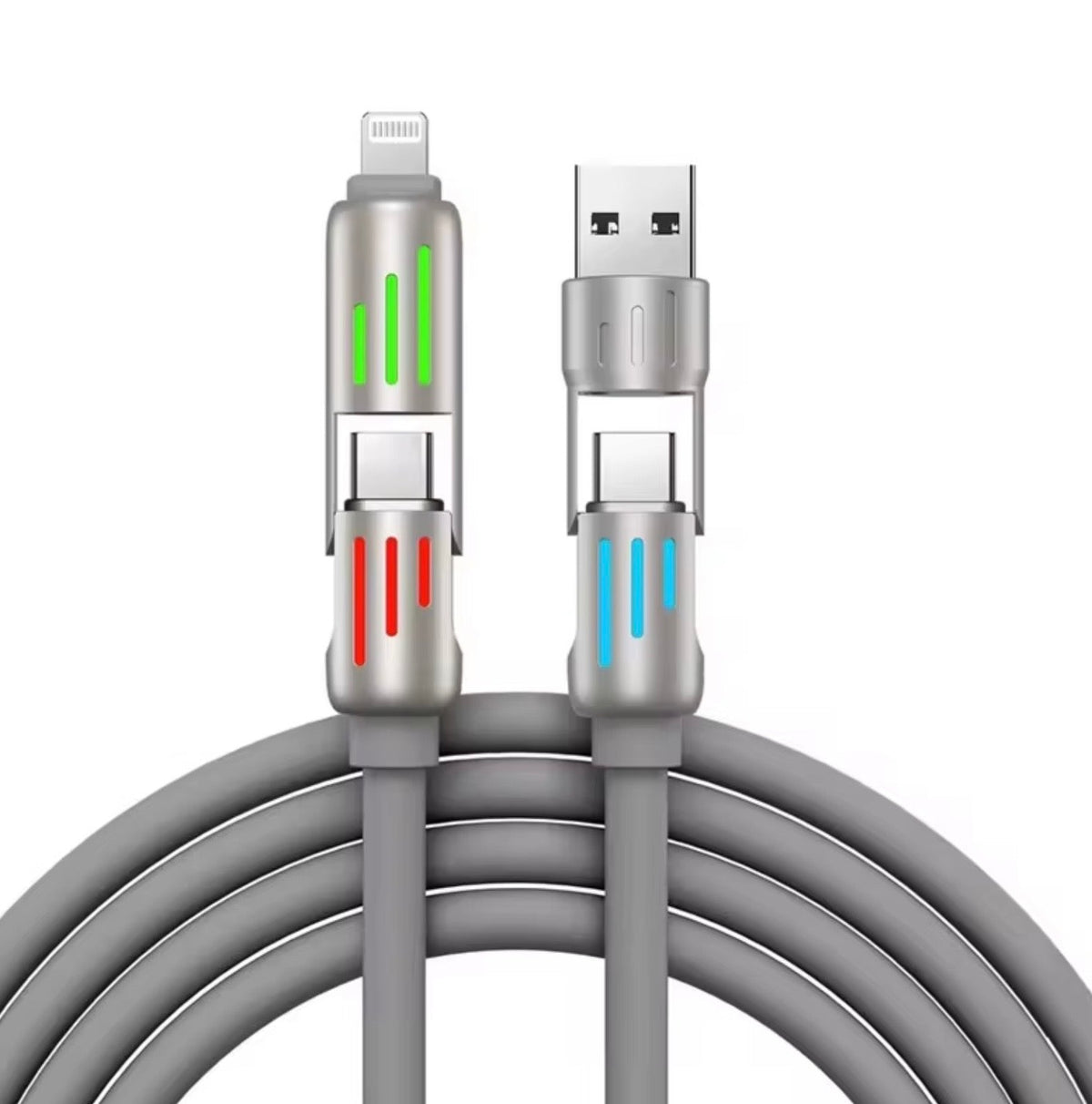 2.0metre LONG ULTRA FAST CHARGING CABLE - USB- TYPE C - LIGHTING - COMPATIBLE WITH BOTH ANDROID AND APPLE DEVICES.