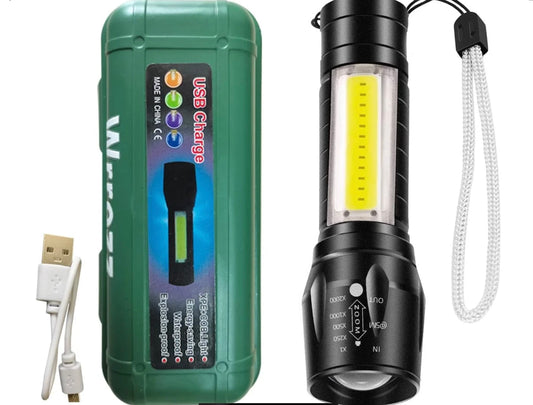 MINI RECHARGEABLE TORCH WITH SIDE LIGHT AND STROBE FUNCTION