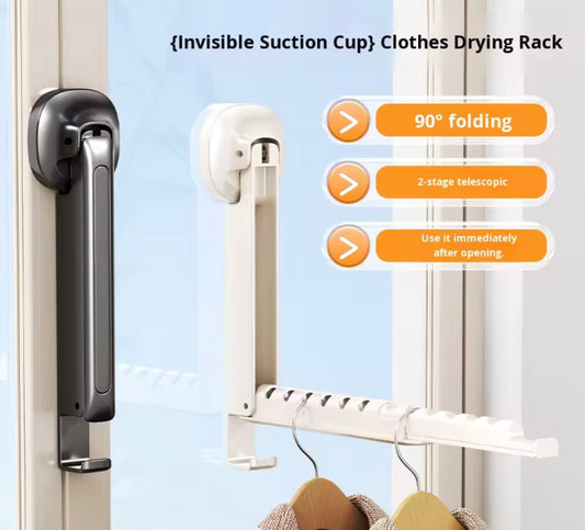 FOLDABLE TRAVEL CLOTHES DRYING RACK WITH SUCTION CAPS FOR EASY INSTALLATION