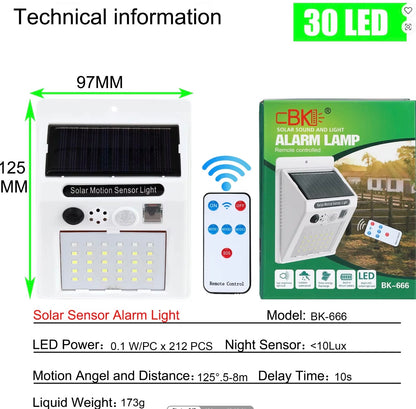AWNING ARM SECURE STRAPS WITH BUILT IN SOLAR POWERED COMBINATION LIGHT/ALARM
