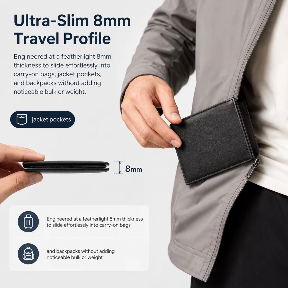 TRAVEL PASSPORT WALLET WITH BUILT IN TRACKER