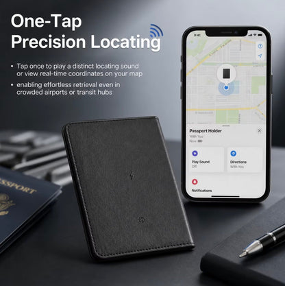 TRAVEL PASSPORT WALLET WITH BUILT IN TRACKER