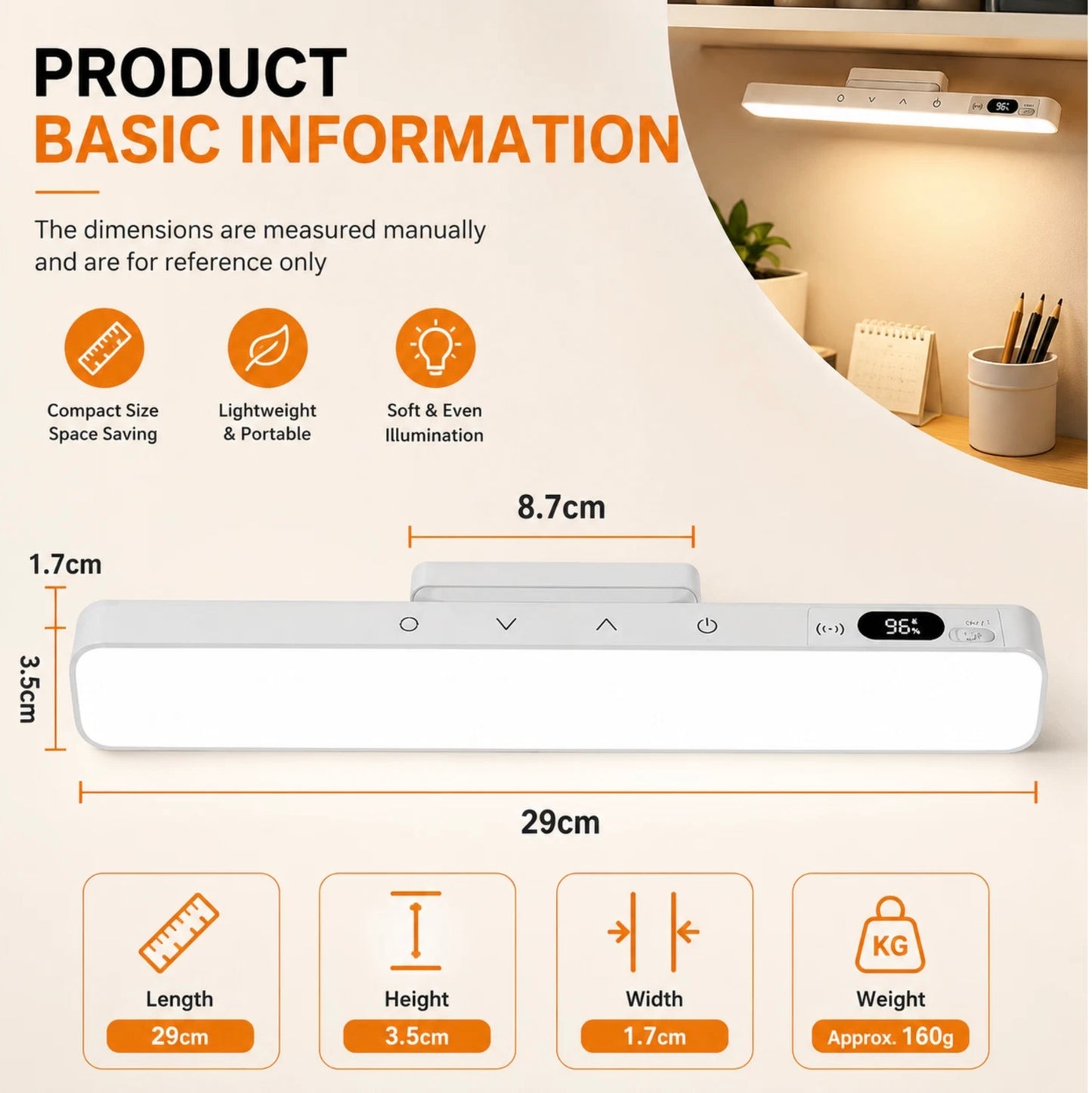 6000K RECHARGEABLE - DIMMABLE REMOTE CONTROL STRIP LIGHT