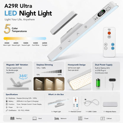 6000K RECHARGEABLE - DIMMABLE REMOTE CONTROL STRIP LIGHT