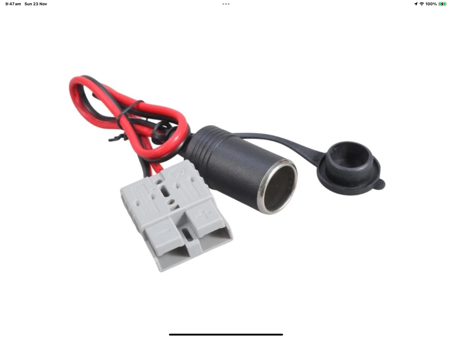 12V ANDERSON PLUG TO FEMALE CIGARETTE LIGHTER SOCKET