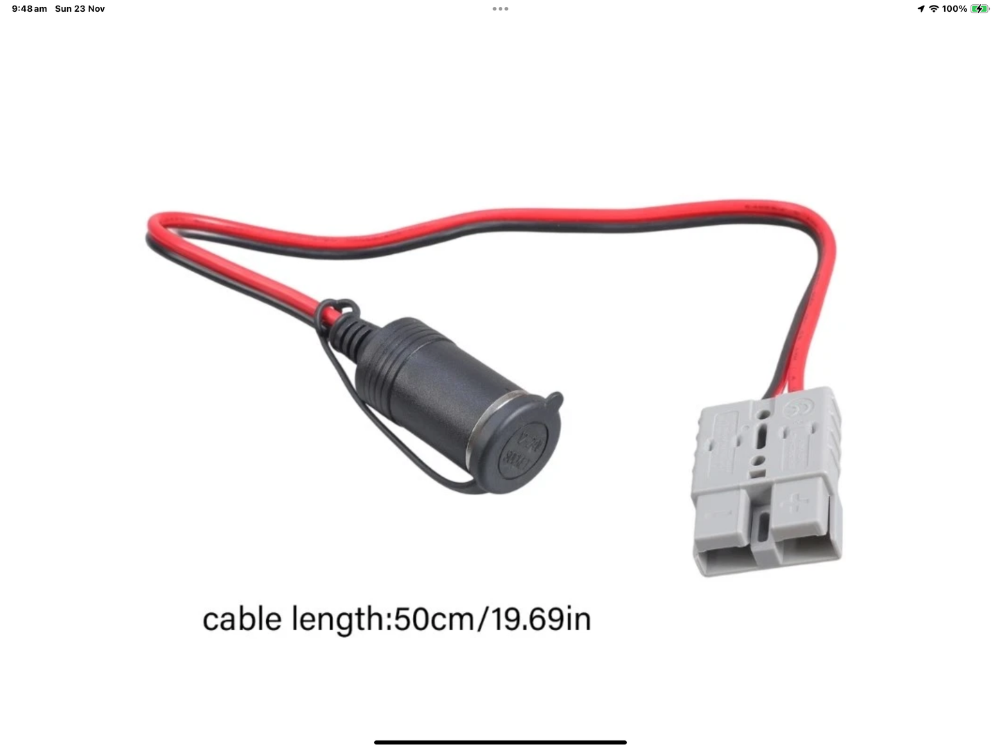 12V ANDERSON PLUG TO FEMALE CIGARETTE LIGHTER SOCKET