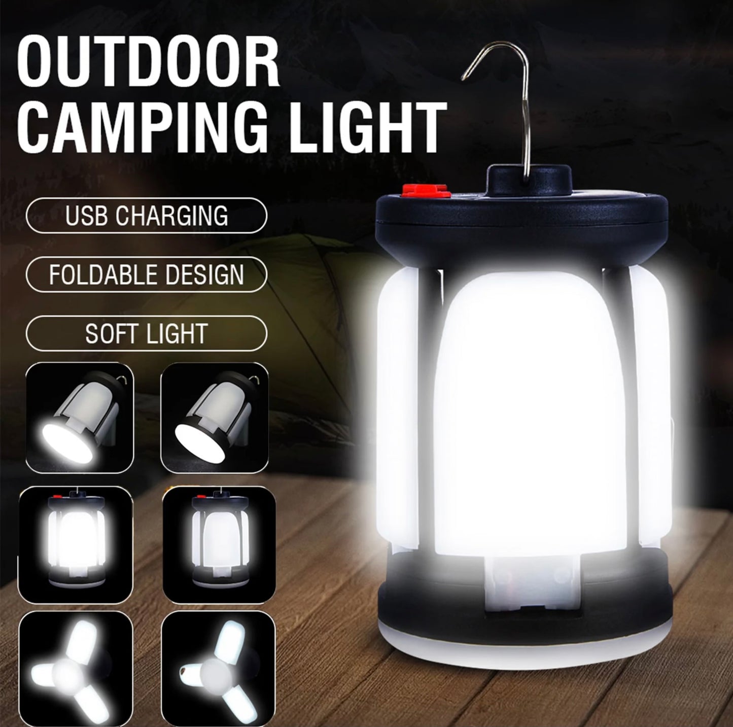 Outdoor Solar Camping Light and USB Charger