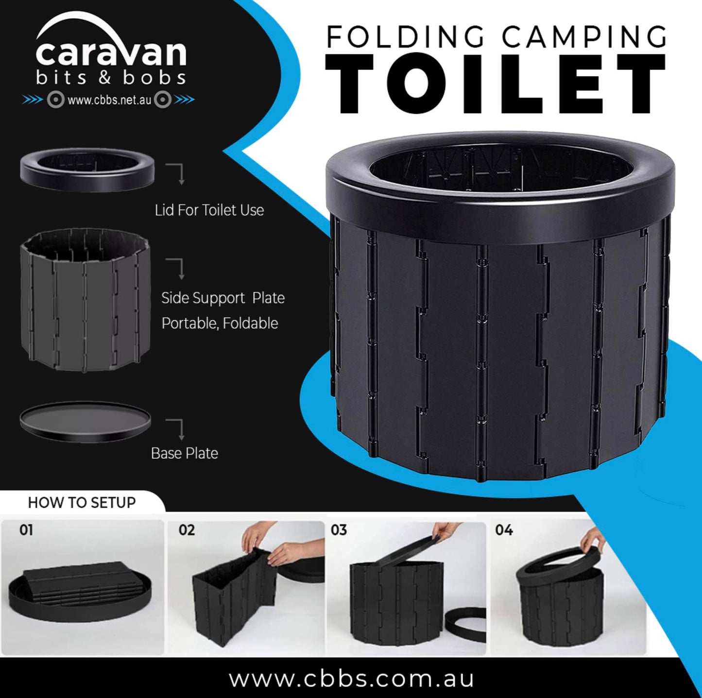 Folding camping toilet