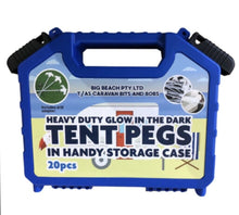 Load image into Gallery viewer, Glow in the dark Outdoor Camping Pegs in Handy Storage Case now with 20 pcs

